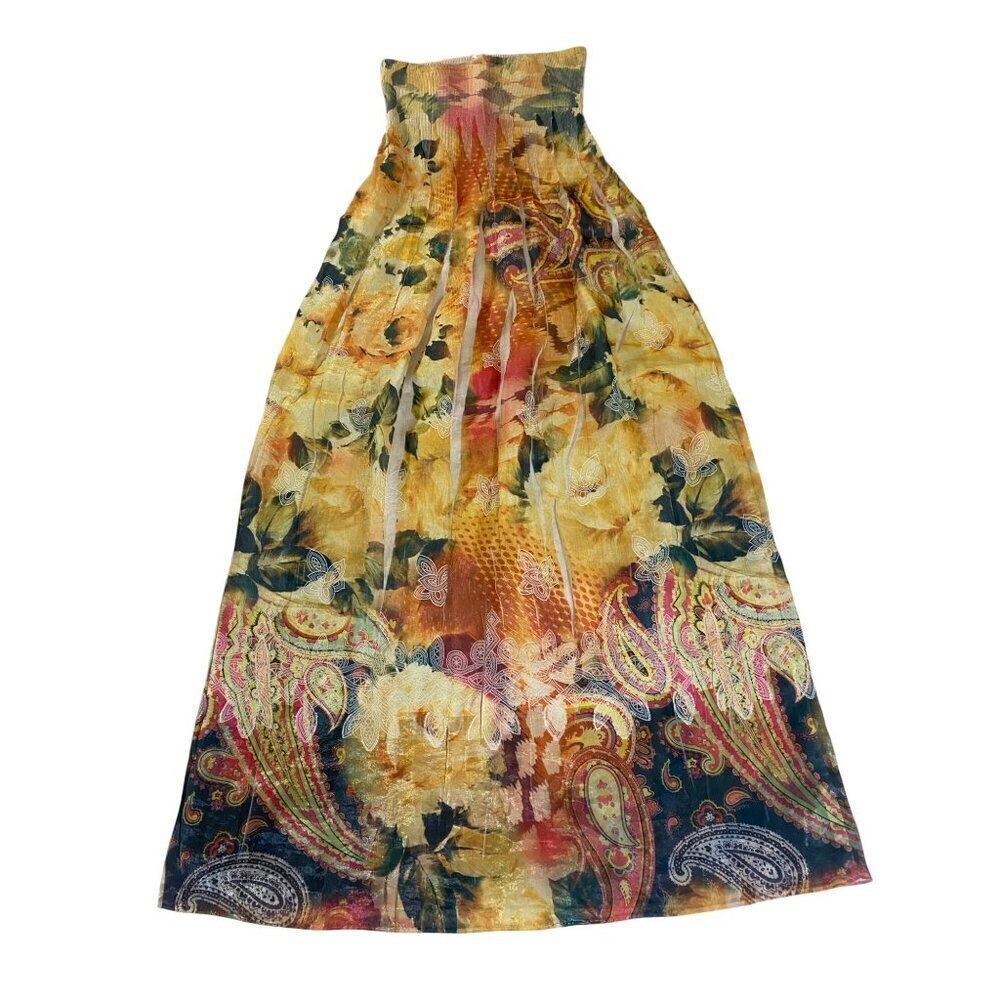 Lapis Women's Yellow Floral Sleeveles Sundress Maxi Summer Dress - One Size